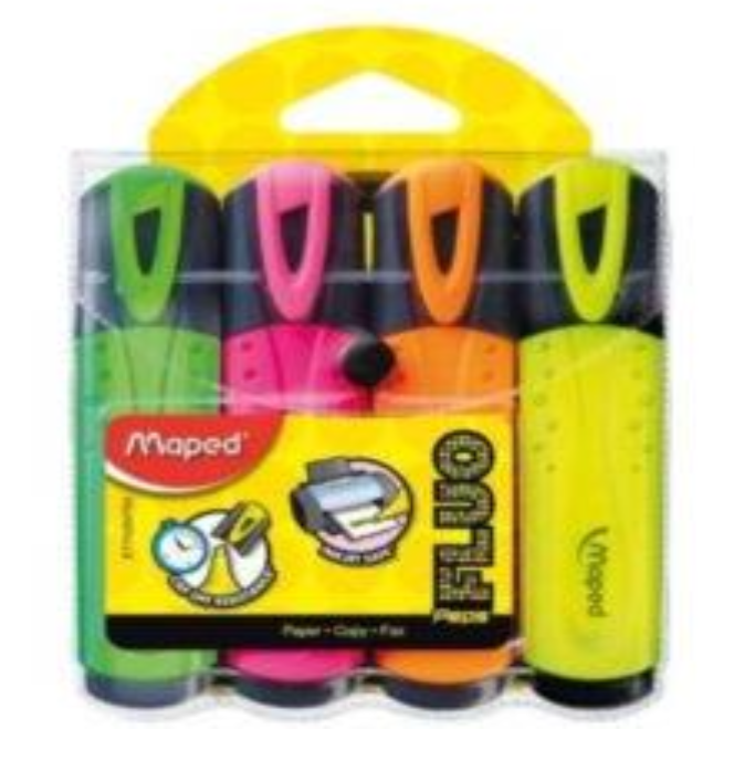 Surligneurs classiques, couleurs assorties — lot de 4